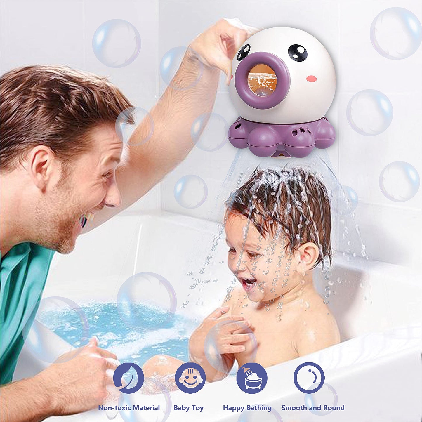 Oktopus Wasserfontäne Badspielzeug mit Wasserstrahl und Sprayeffekt