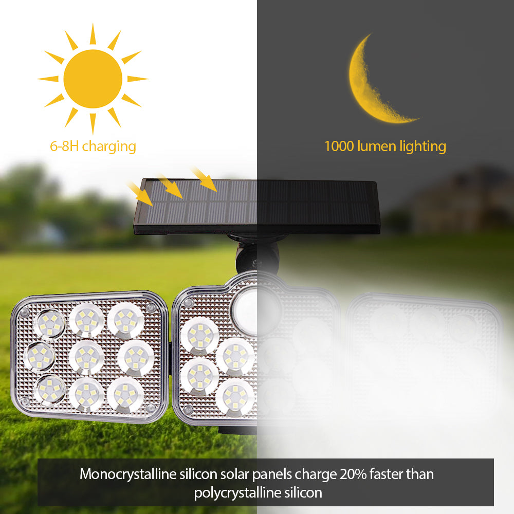 Solar Outdoor Lights 138 LED 3-Head Adjustable 360°Rotating Wide-Angle