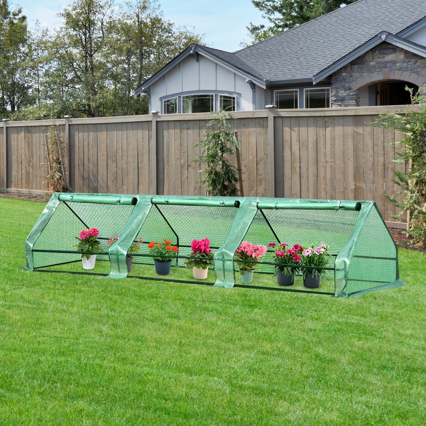 Outsunny Walk-in Plant Greenhouse 3 Doors Portable