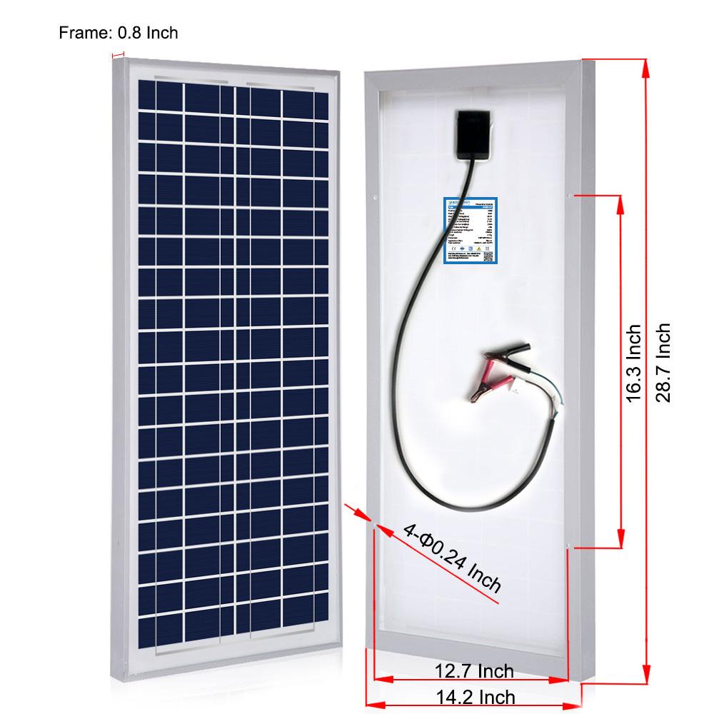 ACOPower 35 Watts Polycrystalline Solar Panel Module for 12 Volt