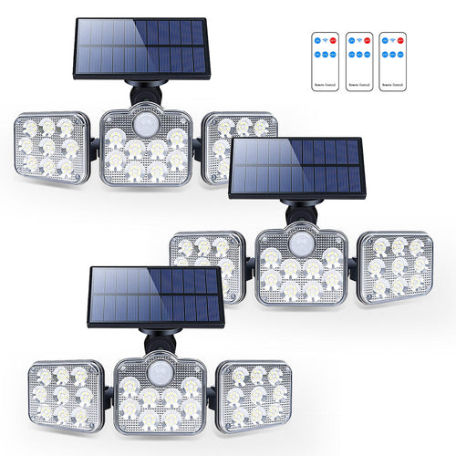 Solar Outdoor Lights 138 LED 3-Head Adjustable 360°Rotating Wide-Angle