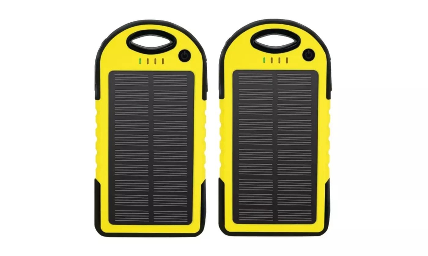 5,000 mAh Water-Resistant Solar Smartphone Charger (2-Pack)