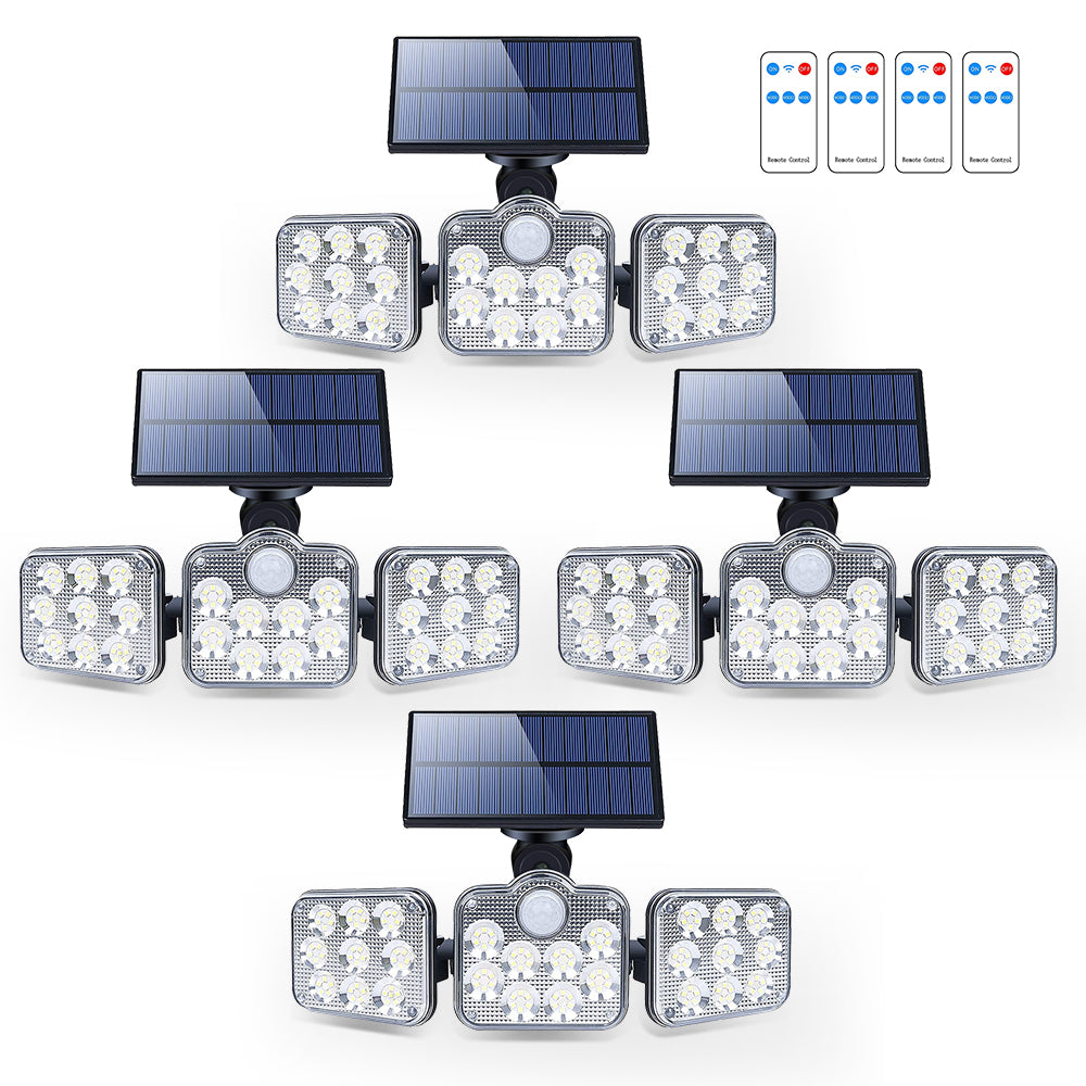 Solar Outdoor Lights 138 LED 3-Head Adjustable 360°Rotating Wide-Angle