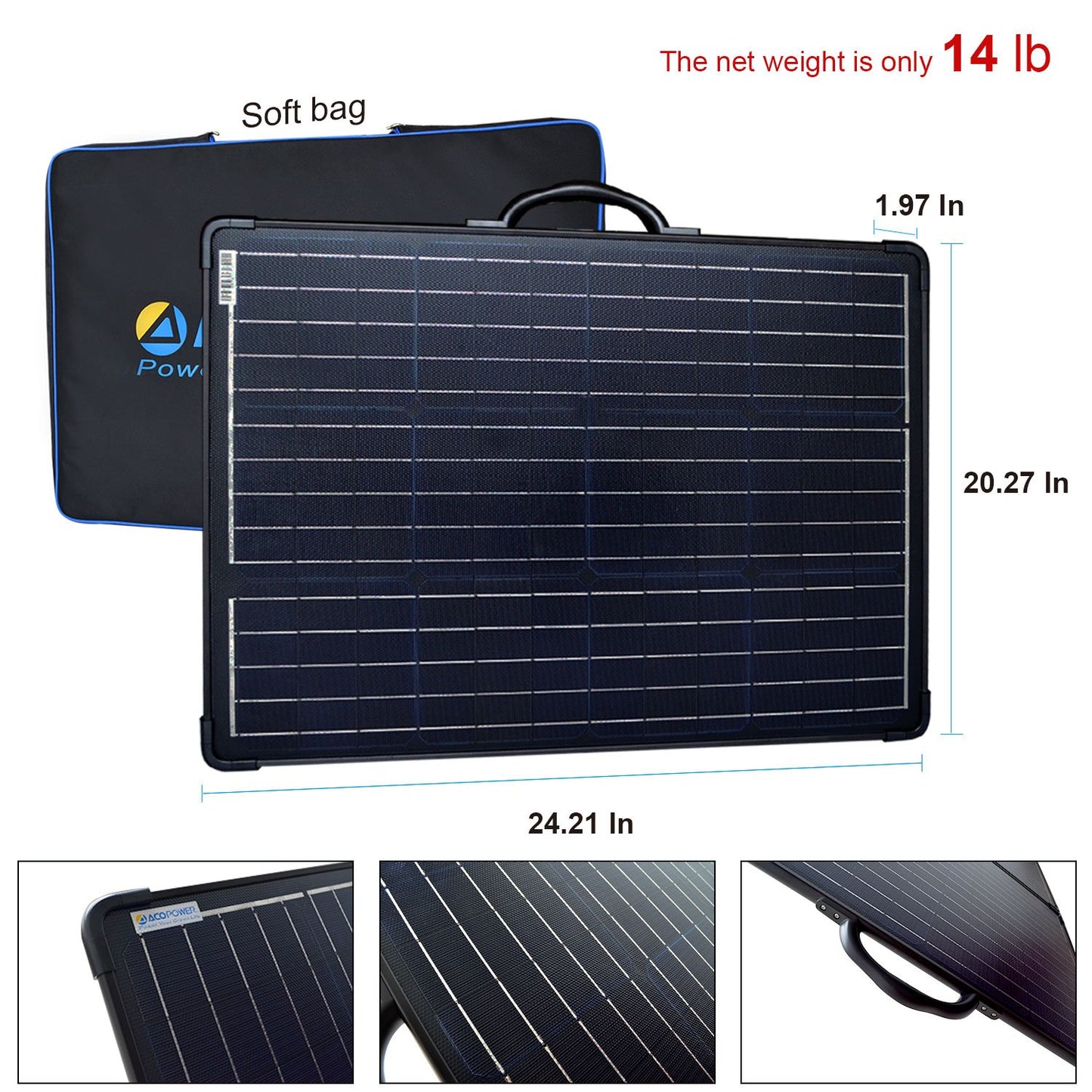 ACOPower Plk 120W Portable Solar Panel Kit, Lightweight Briefcase with