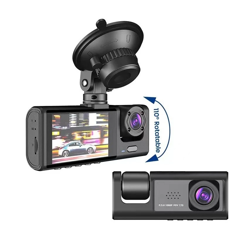 Fahrzeug-Doppelobjektiv-Dashcam HD 1080P Vorder-/Rück-/Innensicht Videoaufzeichner