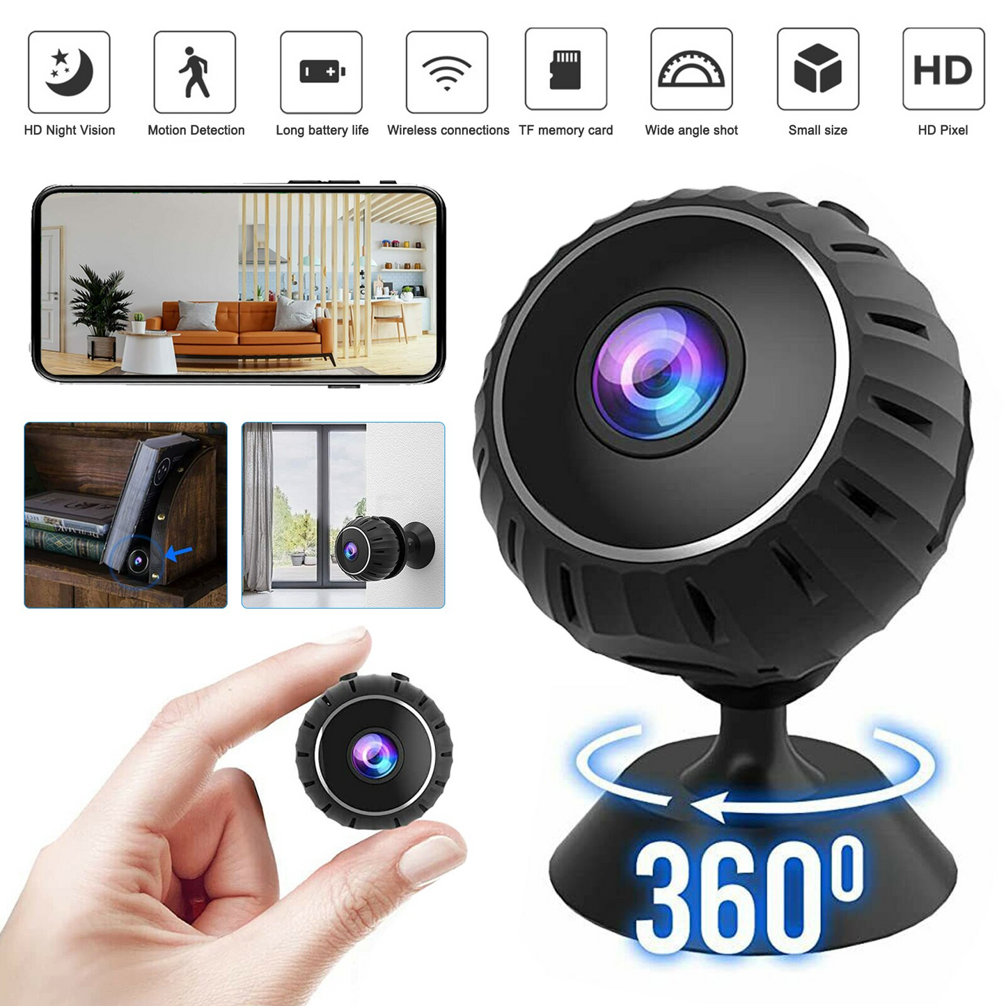 Mini Hidden Spy Nanny Camera Wireless Nanny Cam WiFi Home Security HD