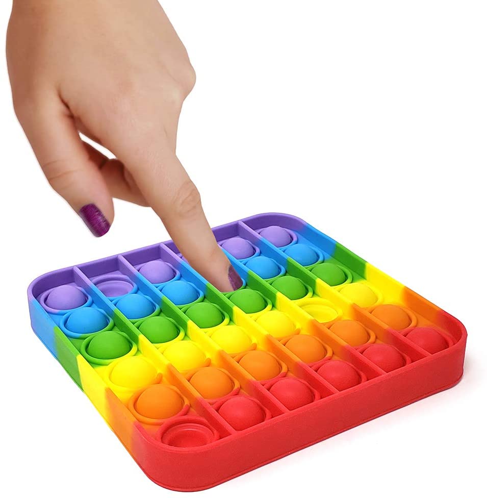 Buntes Regenbogen Quadrat Fidget Spielzeug mit Alphabet und Zahlen - Stressabbauendes Sensorisches Spielzeug für Kinder und Erwachsene