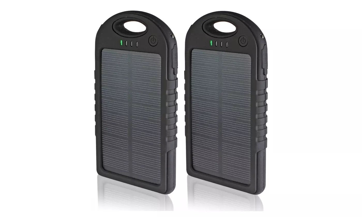 5,000 mAh Water-Resistant Solar Smartphone Charger (2-Pack)