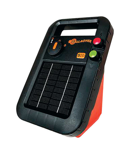 Gallagher 7698871 12 MI S20 6 Volt Solar Fence Energizer, Black &