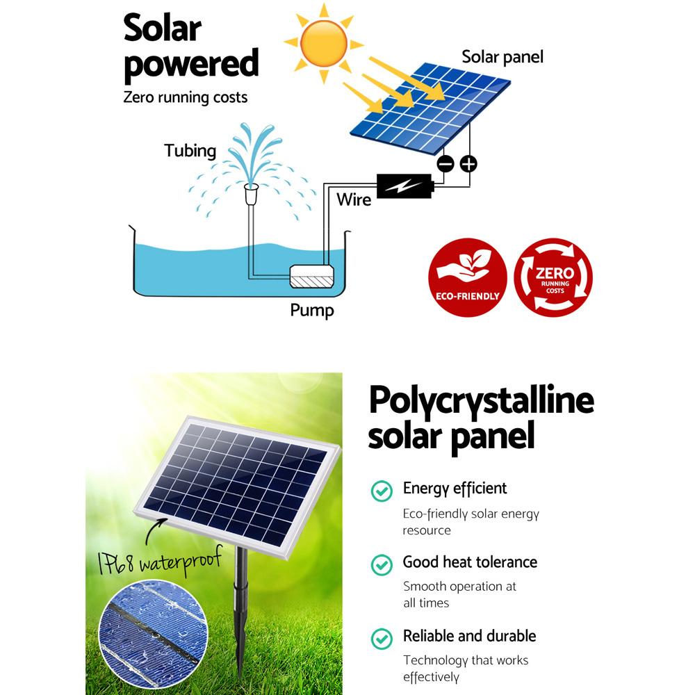 Gardeon Solar Pond Pump Battery Powered Outdoor LED Light Submersible