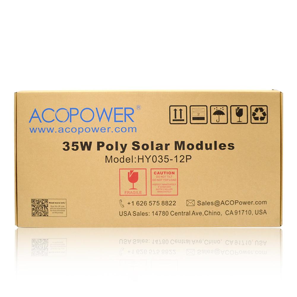 ACOPower 35 Watts Polycrystalline Solar Panel Module for 12 Volt