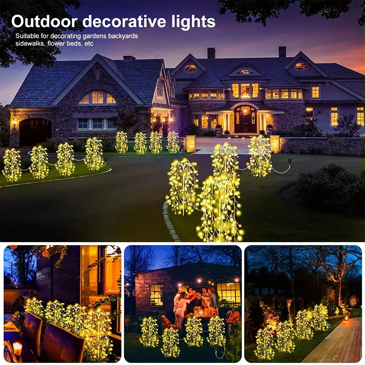 4Pack 680LED Christmas Solar Firecracker Fireworks Lights Outdoor Yard