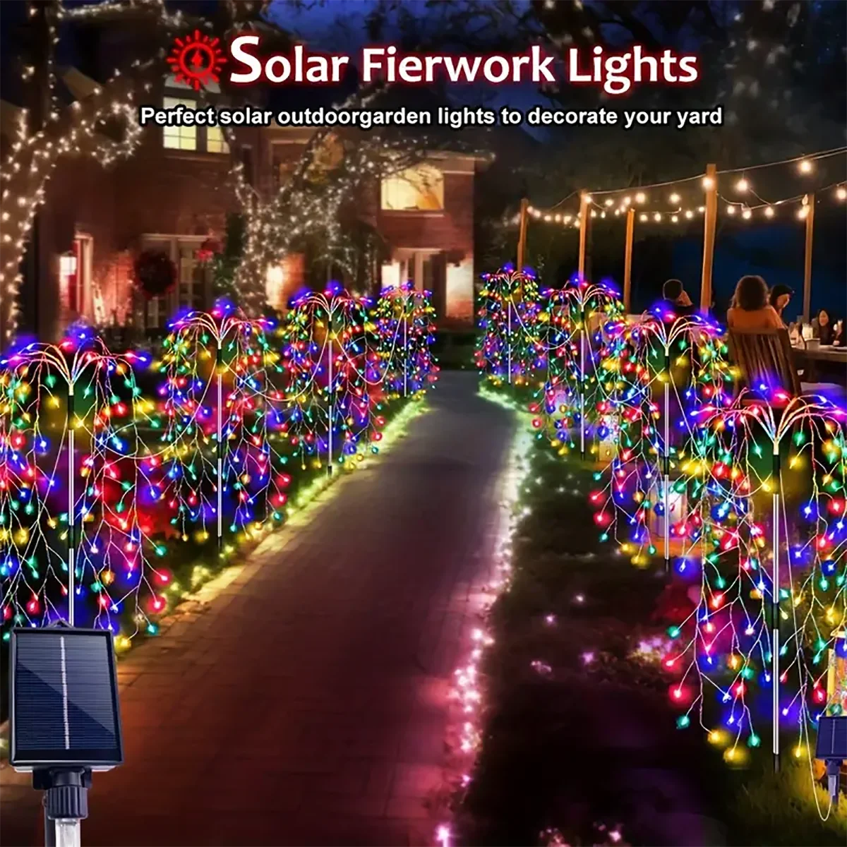 4Pack 680LED Christmas Solar Firecracker Fireworks Lights Outdoor Yard