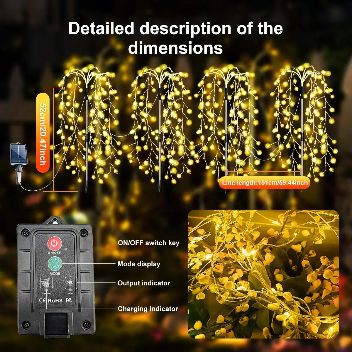 4Pack 680LED Christmas Solar Firecracker Fireworks Lights Outdoor Yard