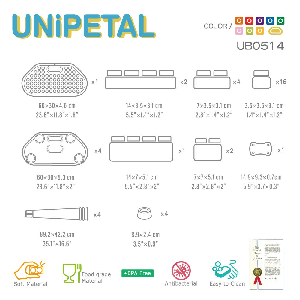 UNiPLAY Weicher Bausteine Tisch UNiPetal Gelb (#UB0514) - Spaß und Entwicklung für Kinder