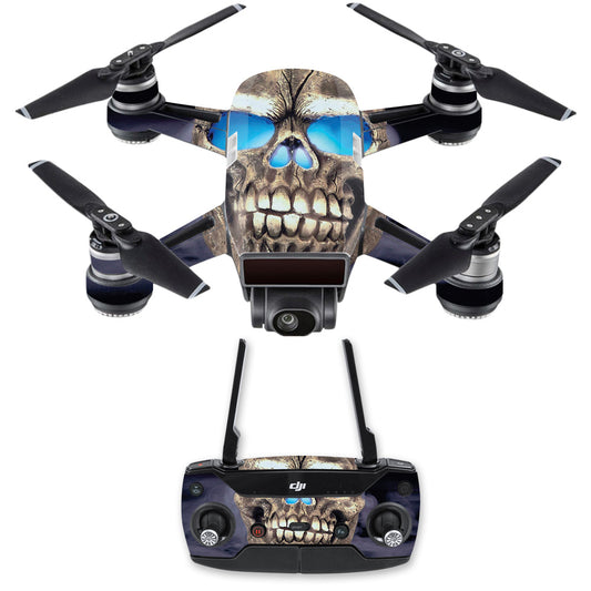 MightySkins DJSPCMB-Psycho Skull Hautfolie für DJI Spark Mini Drohne