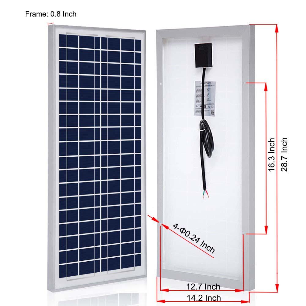 ACOPower 35 Watts Polycrystalline Solar Panel Module for 12 Volt