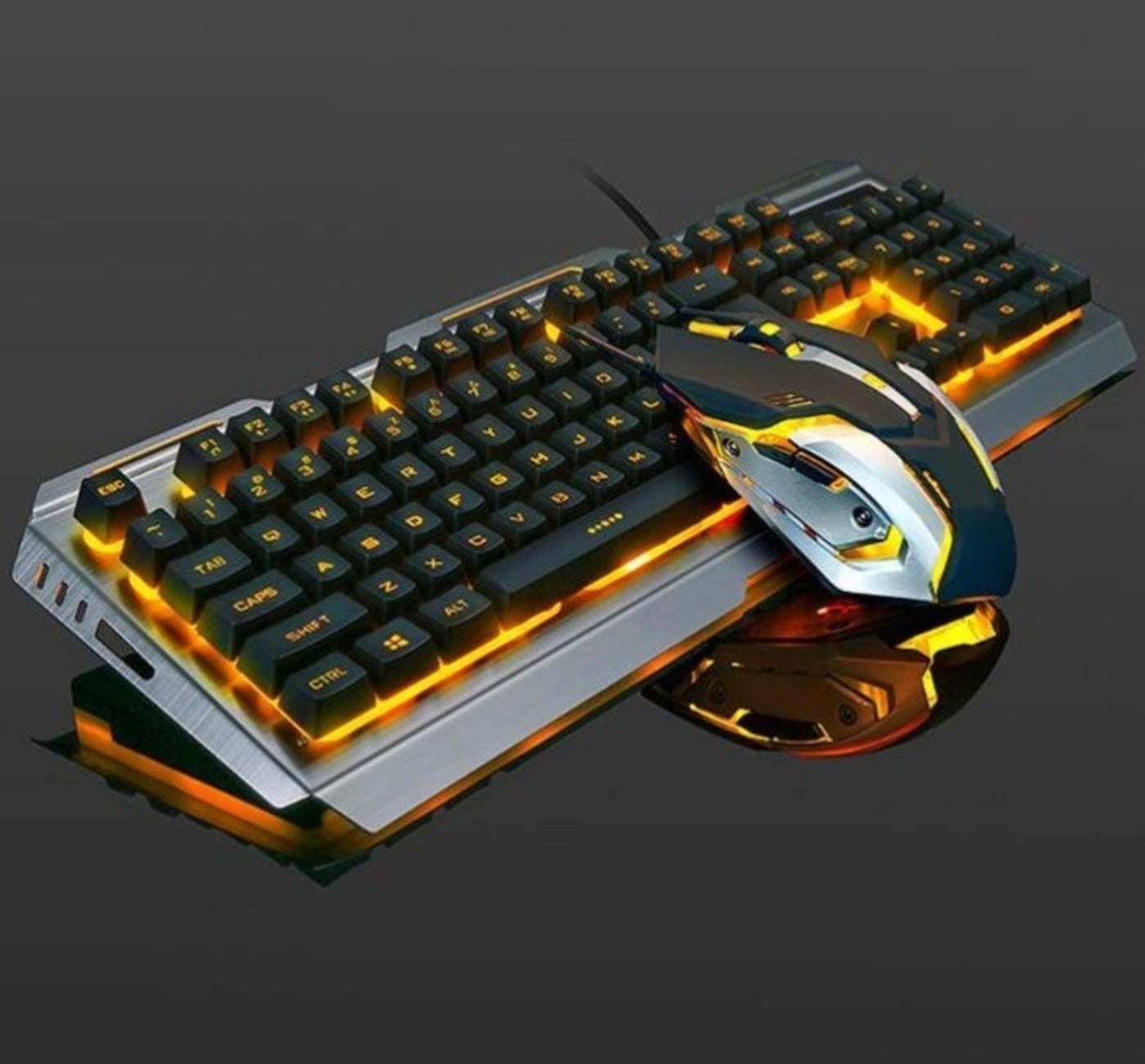 Ninja Dragons Gaming-Set mit hochwertiger Aluminiumrahmen-Tastatur und Maus in Gold