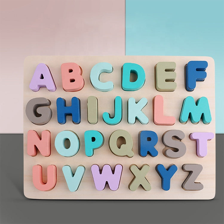 Holzpuzzle Spielzeug - Englisch Buchstaben und Zahlen Lernspiel für Kinder