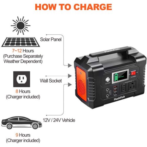 FlashFish 200W Portable Power Station 40800mAh Solar Generator