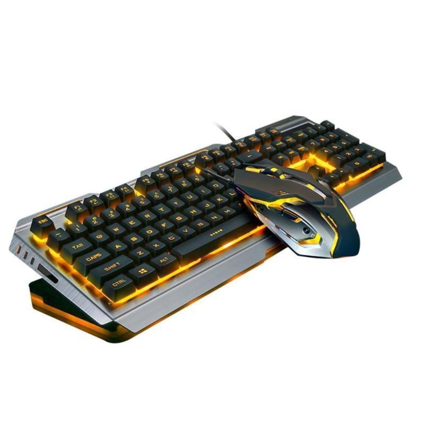 Ninja Dragons Gaming-Set mit hochwertiger Aluminiumrahmen-Tastatur und Maus in Gold