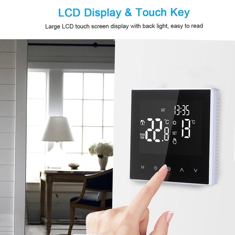 Smart Thermostat Digital Temperature Controller Weekly Circulation Programmable Electric Underfloor Heating with Large LCD Screen for Home School Office Hotel 16A (Not Wi-Fi Type)