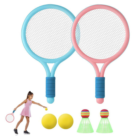 Kinder Sport Rackets Set mit 2 Tennis- und 2 Badmintonbällen